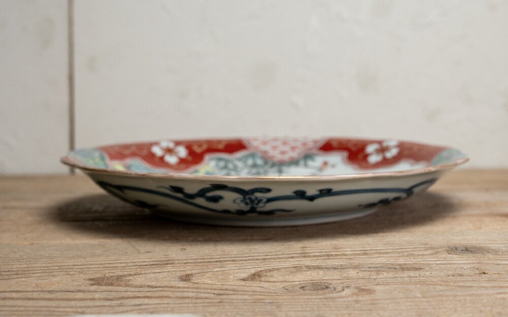 楽天市場】骨董○古伊万里色絵唐人図皿 / 27cm○輪花皿 | 江戸時代-19