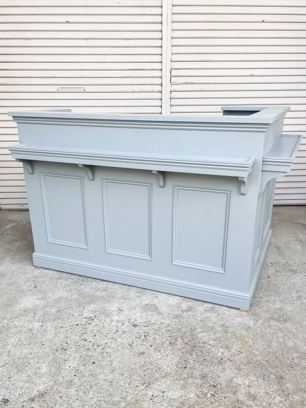 美容クリニック向けL字型受付カウンターW1500グレー色のオーダーメイド