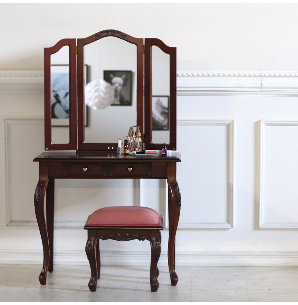 ドレッサー 三面鏡 アンティークブラウン｜おしゃれ家具通販 Y-KAGU