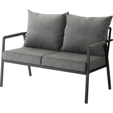 コーデュロイと黒アイアン脚のインダストリアルな2人掛ソファ 北欧