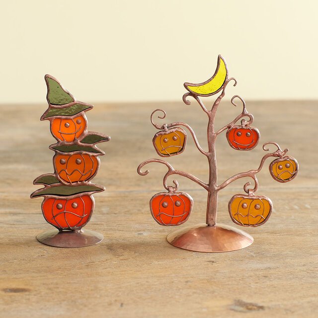 ハロウィン かぼちゃお化けの三兄弟 ステンドグラス | iichi 日々の