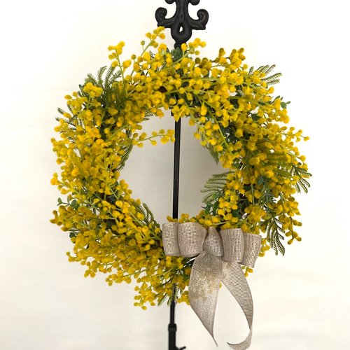 ミモザのリース ユーカリの葉を添えて…枯れないリース 直径 30センチ