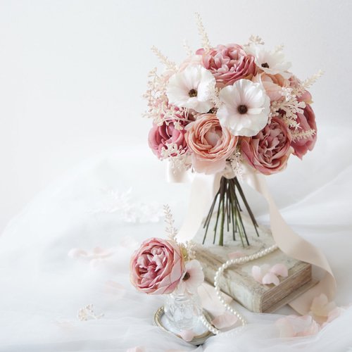 送料無料】ラナンキュラスとアンティークピンクローズたっぷりの