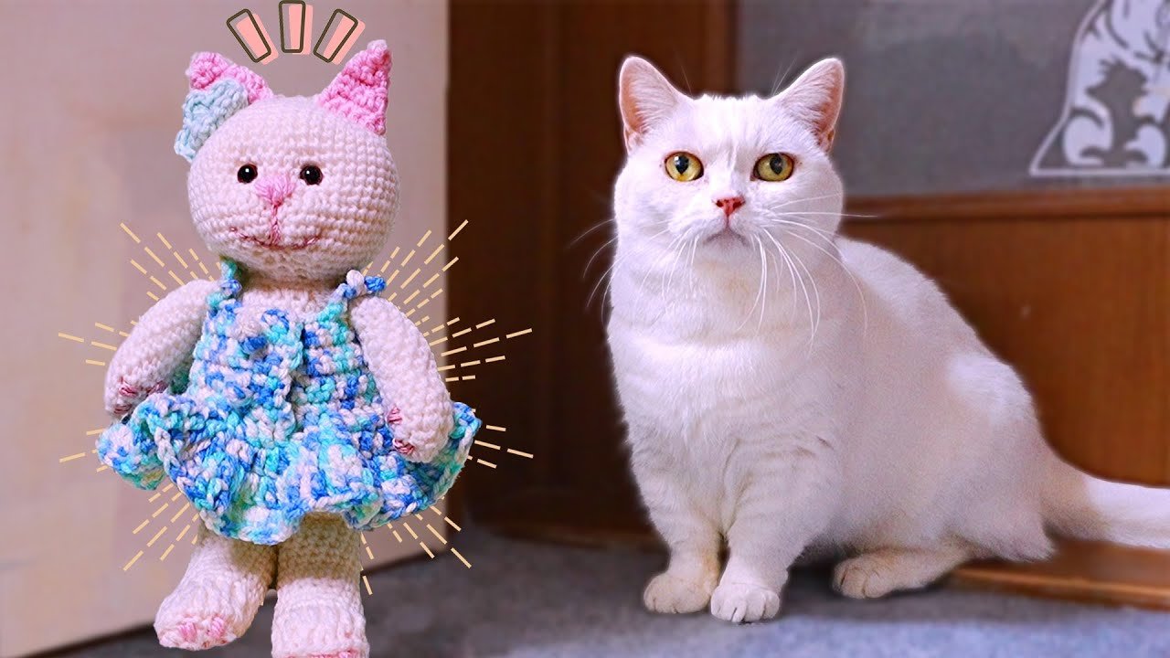 ラムみたいな白猫のあみぐるみを作ってみたよ！ - YouTube