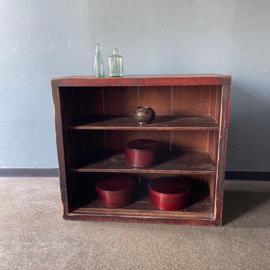 古道具　古家具　棚　キャビネット 古いキャビネット 収納棚 木製 黒 食器棚 古家具 古道具 アンティーク