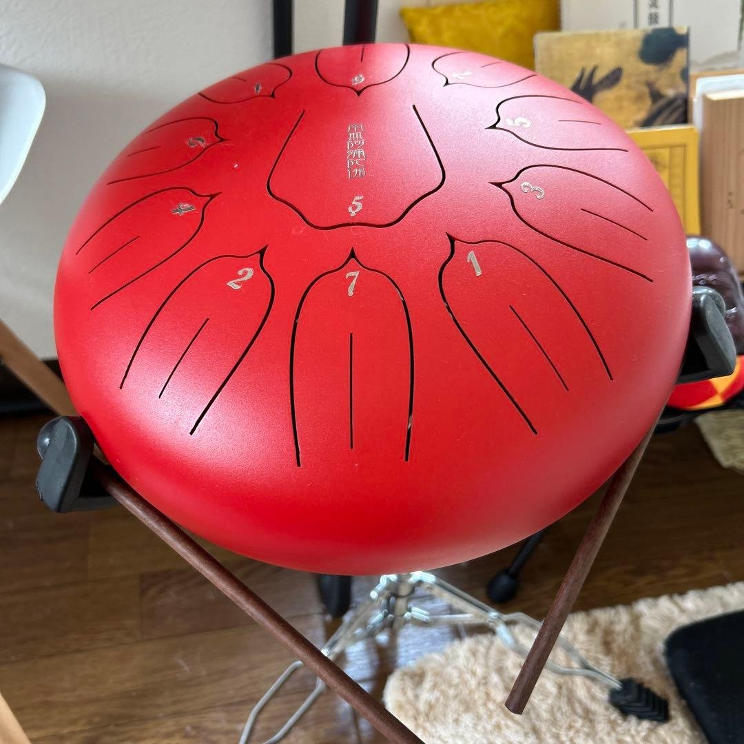 レッド タングドラム 7音 調整スタンド付き Amazon | MOOZICA タングドラム スリット ドラム スチールハンド